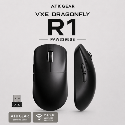 VGN R1 Lightweight Wireless Gaming Mouse, PAW3395SE Sensor (Black/White)