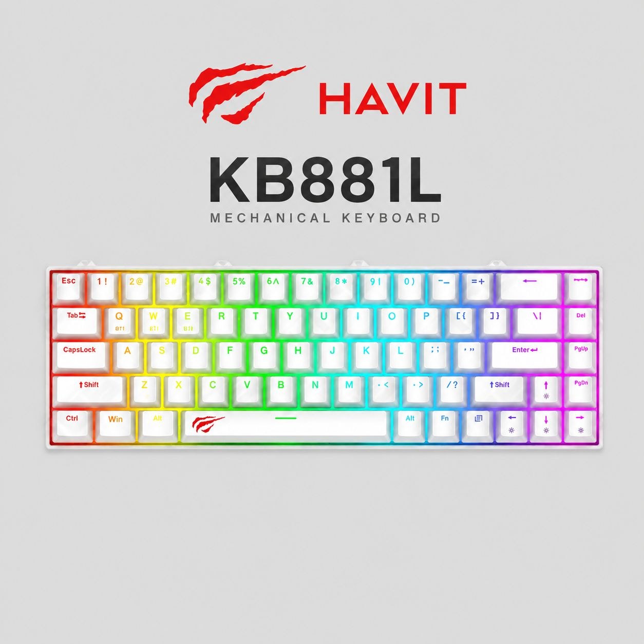 Havit KB881L Mechanical Gaming Keyboard - Red Switch (Black / White)