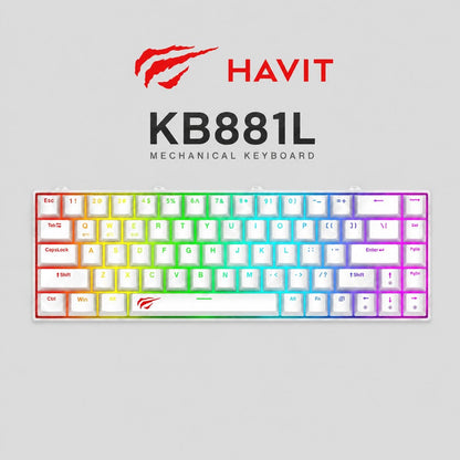 Havit KB881L Mechanical Gaming Keyboard - Red Switch (Black / White)