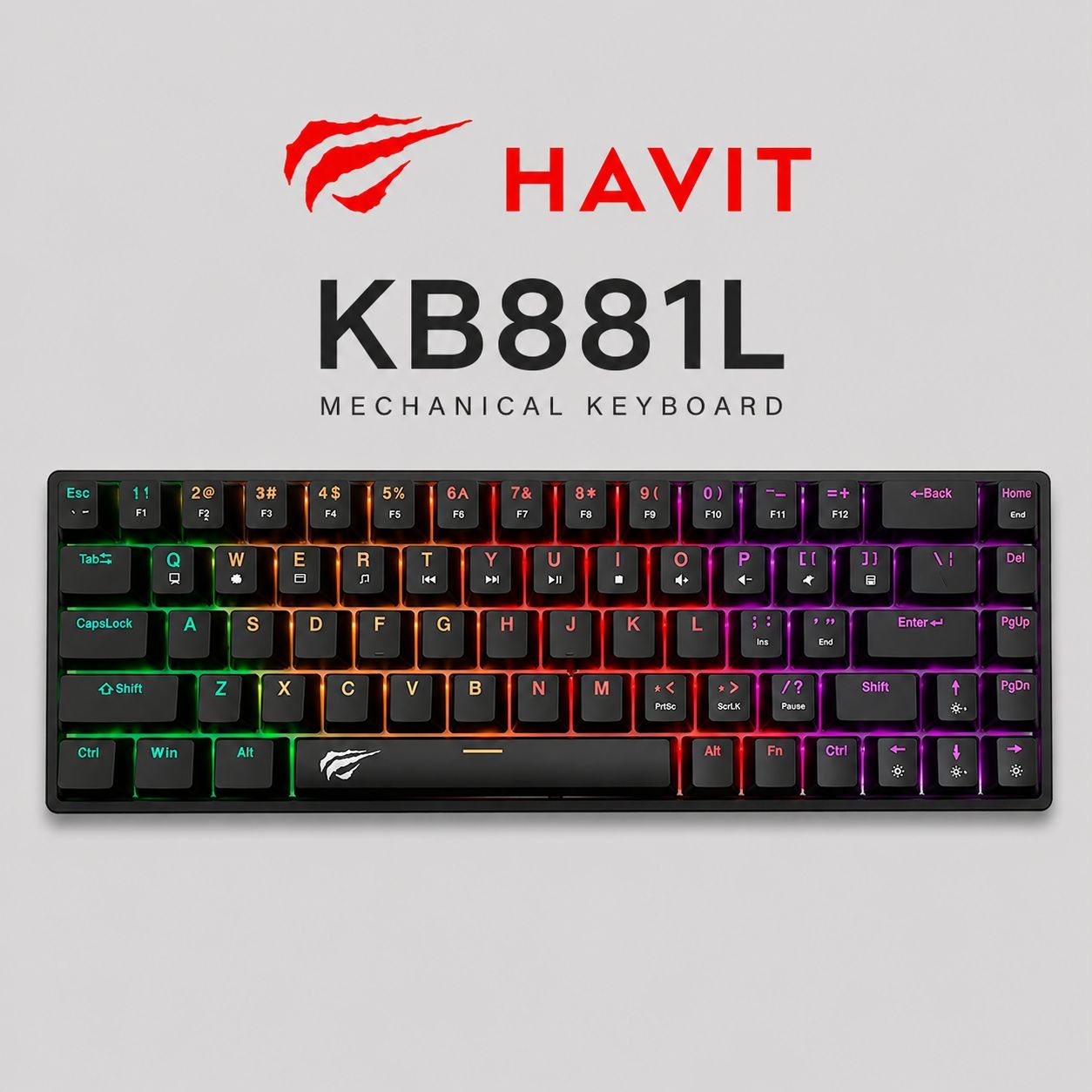 Havit KB881L Mechanical Gaming Keyboard - Red Switch (Black / White)