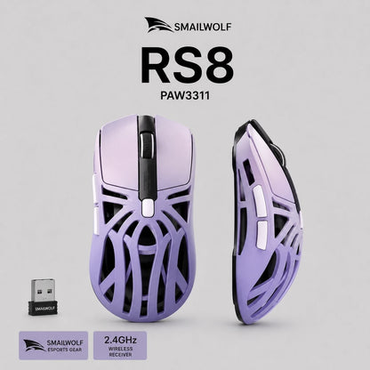 SMAILWOLF RS8 Lightweight Wireless Gaming Mouse (Black/Silver/Purple)